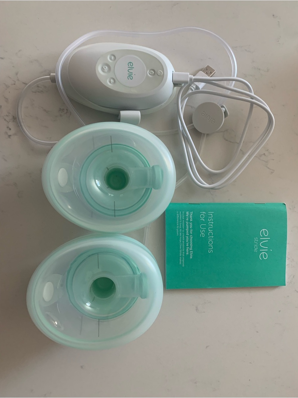 Elvie Double Electric Breast Pump Accessories in Mint/White